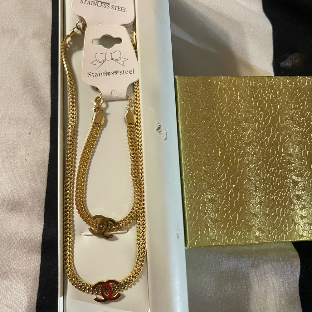 Gold Stainless Steel Women's Bracelet Set